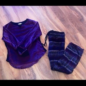 Violet velvety silky sleepwear